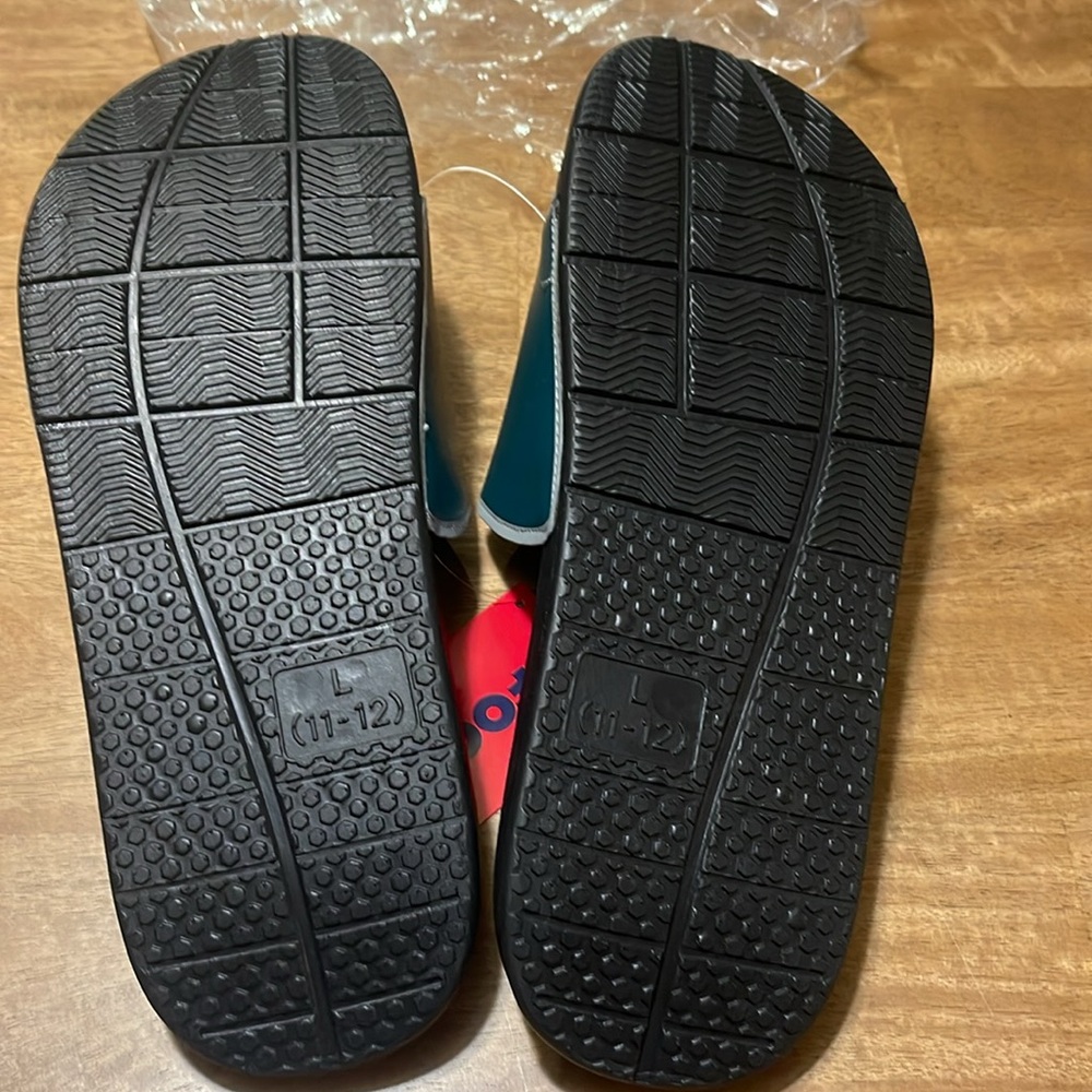 Eagles Slide Sandals in Teal and Gray - Picture 2 of 3